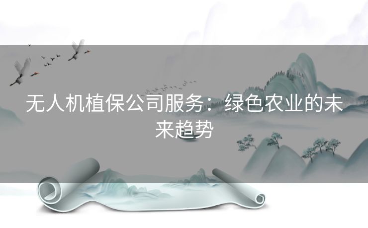 无人机植保公司服务：绿色农业的未来趋势