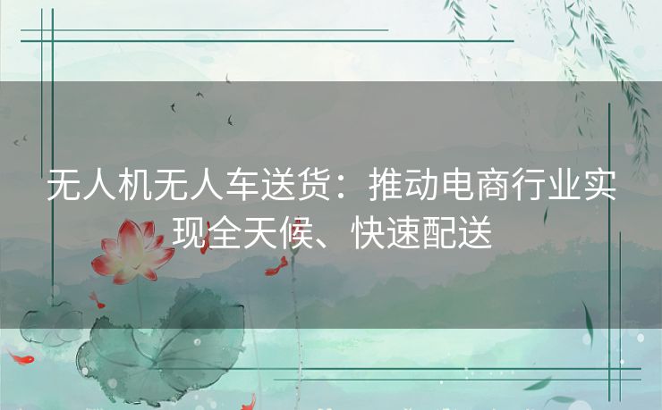 无人机无人车送货：推动电商行业实现全天候、快速配送