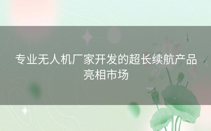 专业无人机厂家开发的超长续航产品亮相市场