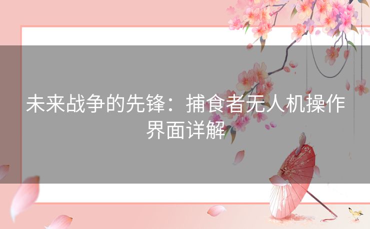 未来战争的先锋：捕食者无人机操作界面详解