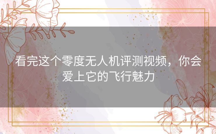 看完这个零度无人机评测视频，你会爱上它的飞行魅力