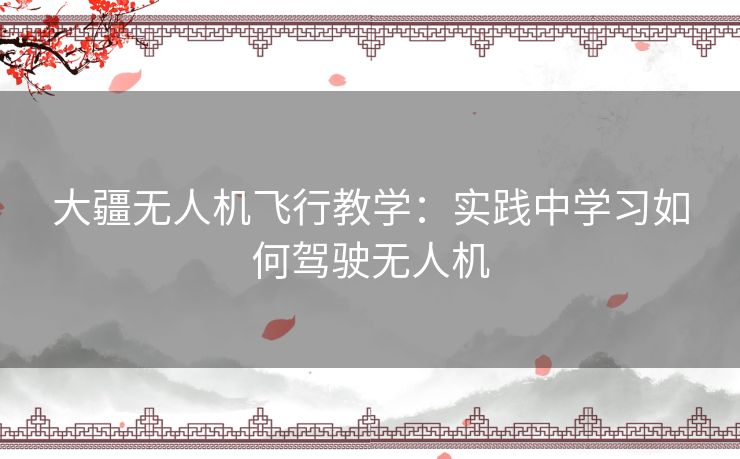大疆无人机飞行教学：实践中学习如何驾驶无人机