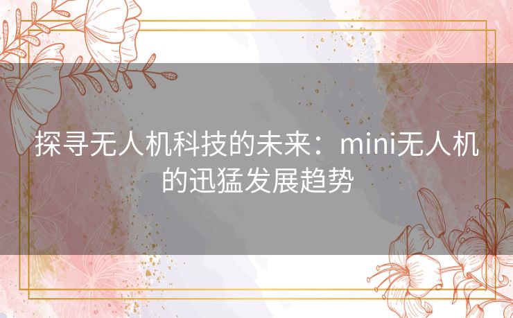 探寻无人机科技的未来：mini无人机的迅猛发展趋势