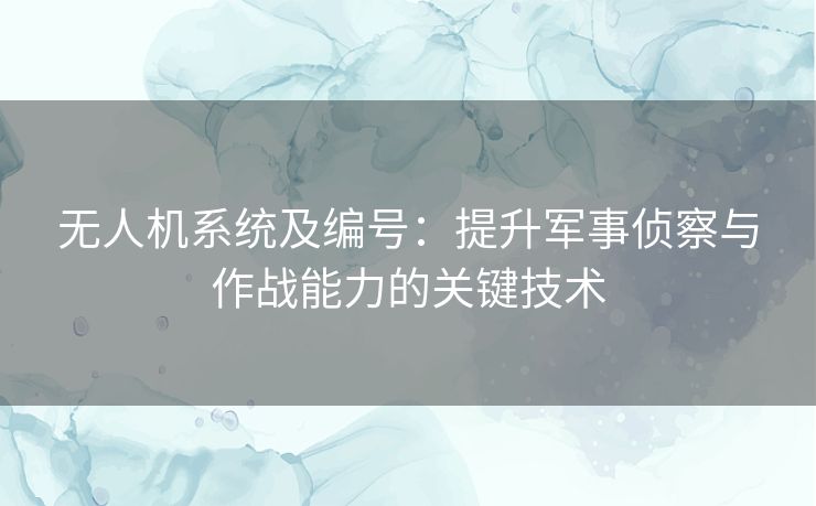 无人机系统及编号：提升军事侦察与作战能力的关键技术