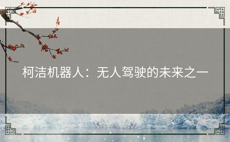 柯洁机器人：无人驾驶的未来之一