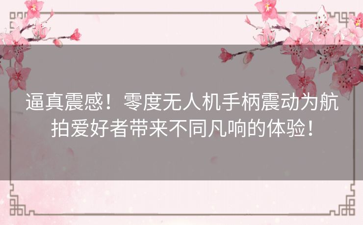逼真震感！零度无人机手柄震动为航拍爱好者带来不同凡响的体验！