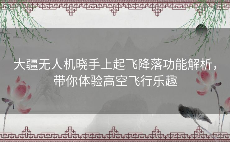 大疆无人机晓手上起飞降落功能解析，带你体验高空飞行乐趣