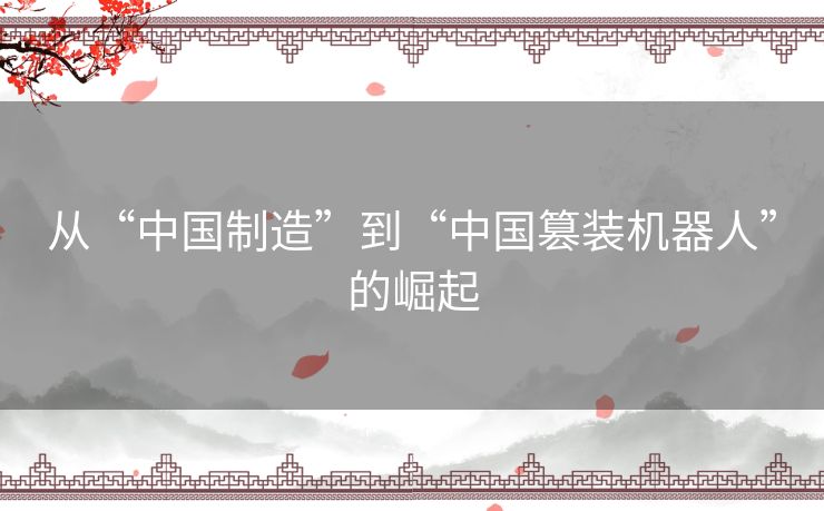 从“中国制造”到“中国篡装机器人”的崛起