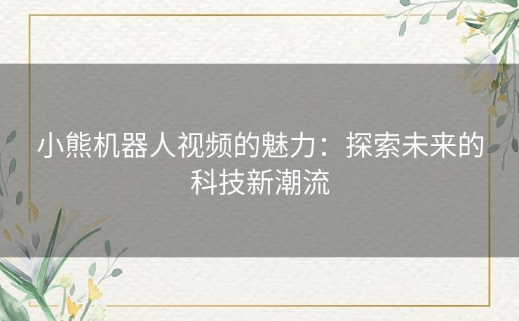 小熊机器人视频的魅力：探索未来的科技新潮流
