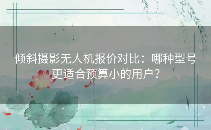 倾斜摄影无人机报价对比：哪种型号更适合预算小的用户？