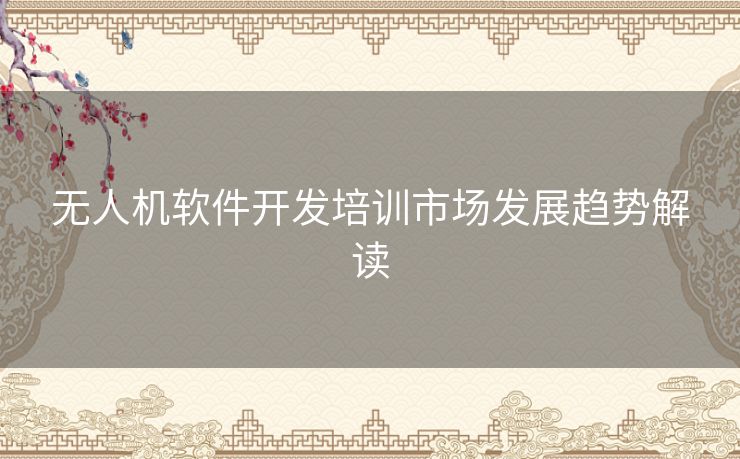 无人机软件开发培训市场发展趋势解读