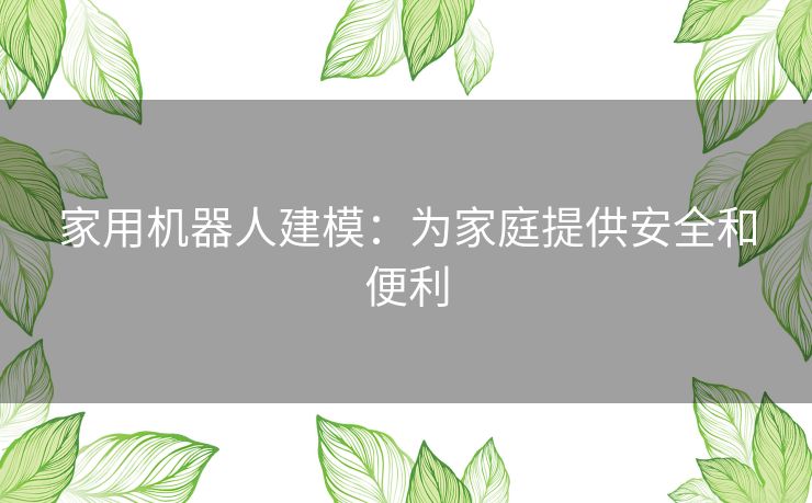 家用机器人建模：为家庭提供安全和便利