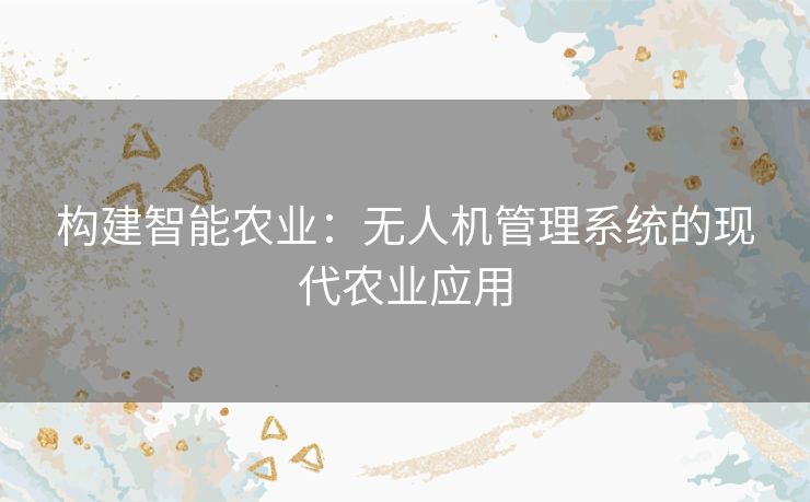 构建智能农业：无人机管理系统的现代农业应用