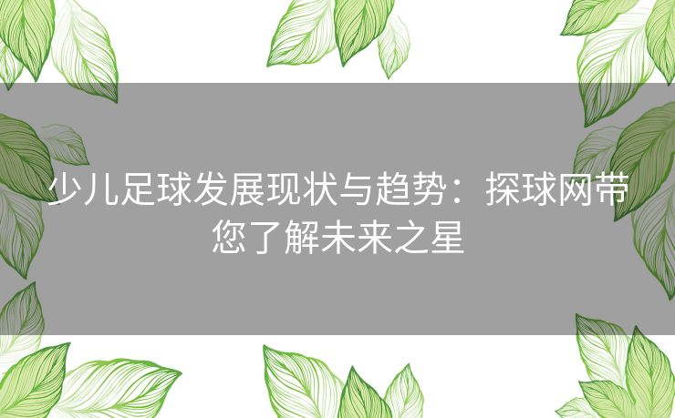少儿足球发展现状与趋势：探球网带您了解未来之星