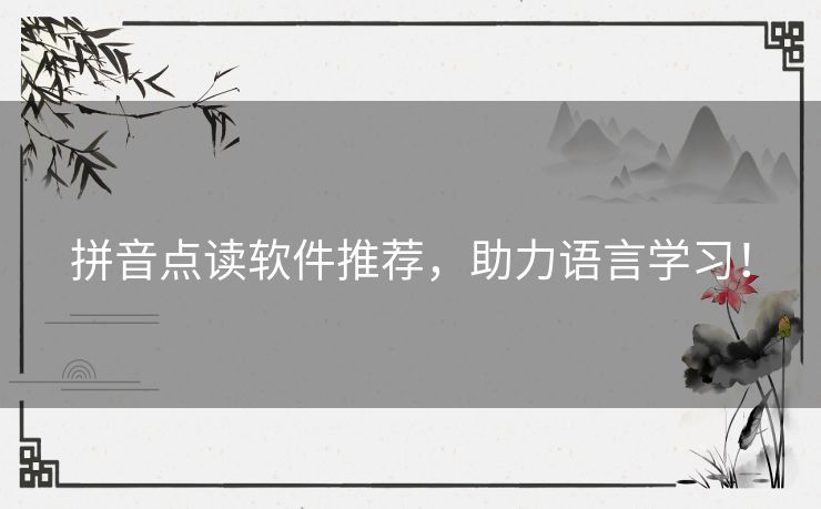 拼音点读软件推荐，助力语言学习！
