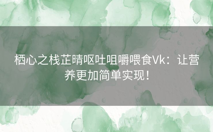 栖心之栈芷晴呕吐咀嚼喂食Vk：让营养更加简单实现！