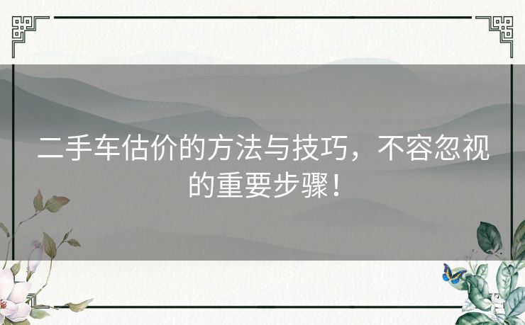 二手车估价的方法与技巧，不容忽视的重要步骤！