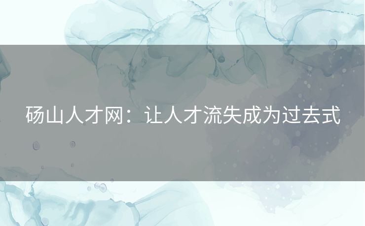 砀山人才网：让人才流失成为过去式