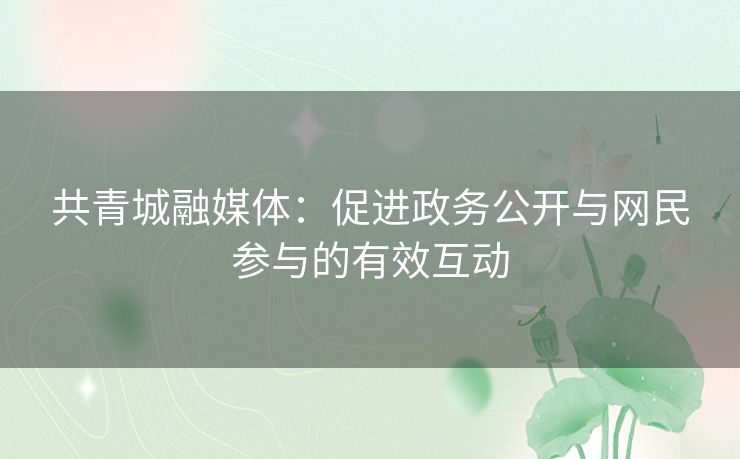 共青城融媒体：促进政务公开与网民参与的有效互动