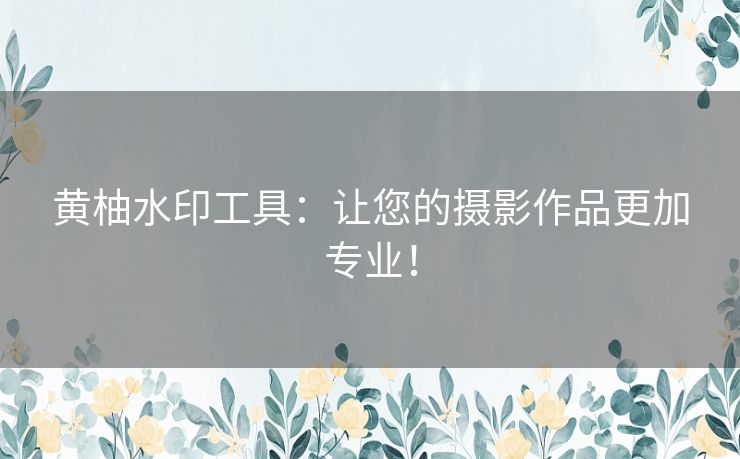 黄柚水印工具：让您的摄影作品更加专业！
