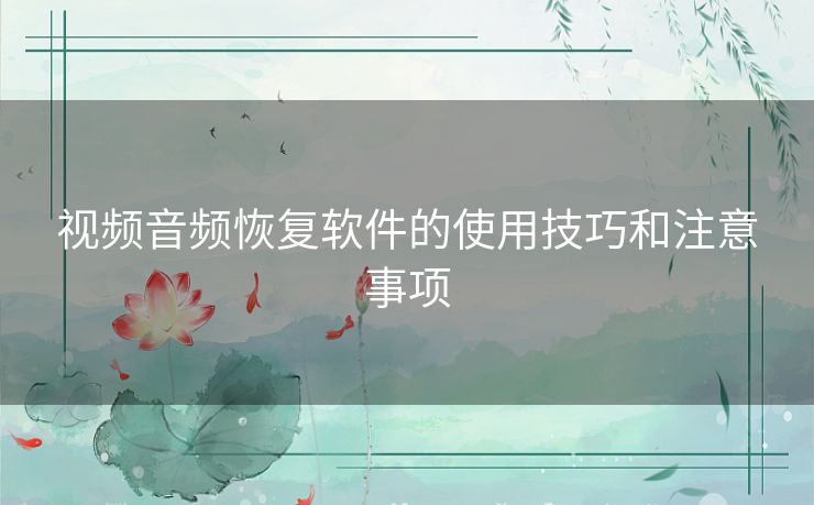 视频音频恢复软件的使用技巧和注意事项