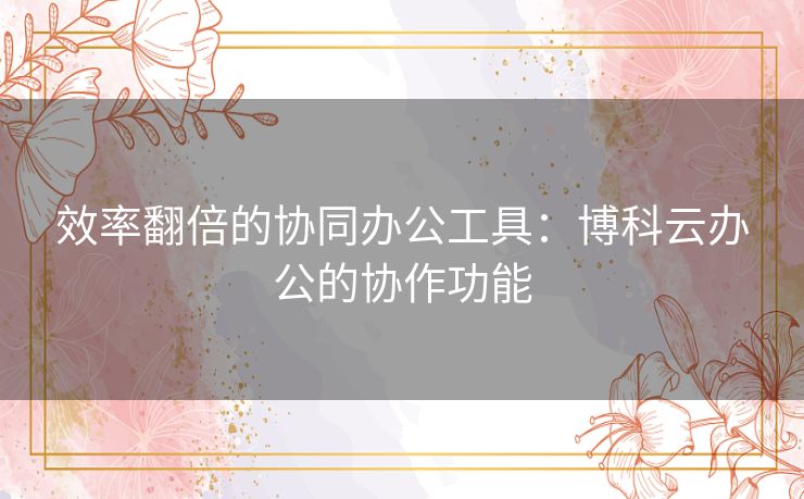 效率翻倍的协同办公工具：博科云办公的协作功能