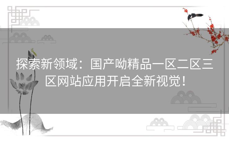 探索新领域：国产呦精品一区二区三区网站应用开启全新视觉！