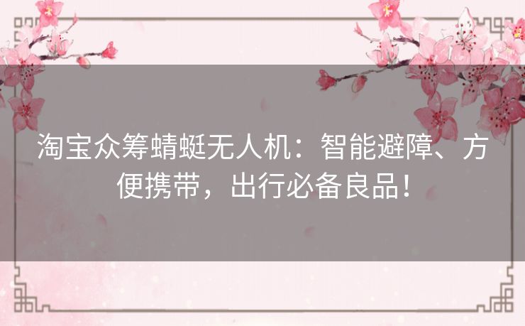 淘宝众筹蜻蜓无人机：智能避障、方便携带，出行必备良品！