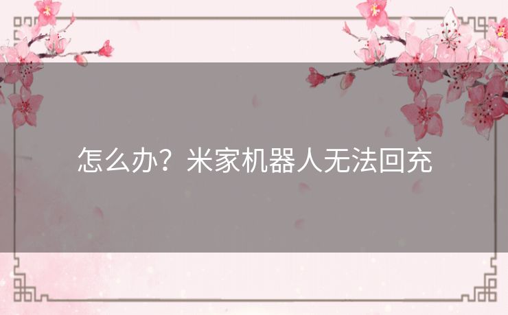 怎么办？米家机器人无法回充