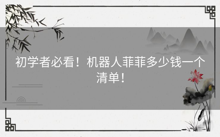 初学者必看！机器人菲菲多少钱一个清单！