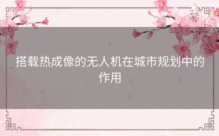 搭载热成像的无人机在城市规划中的作用