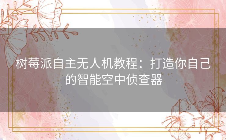 树莓派自主无人机教程：打造你自己的智能空中侦查器