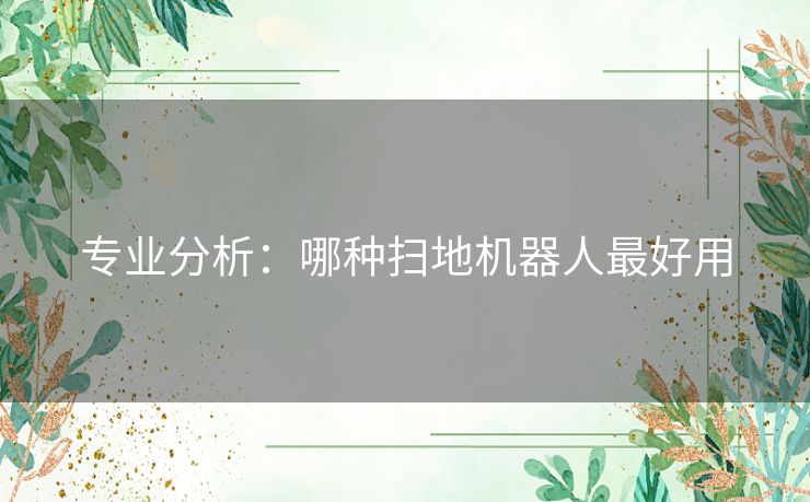 专业分析：哪种扫地机器人最好用