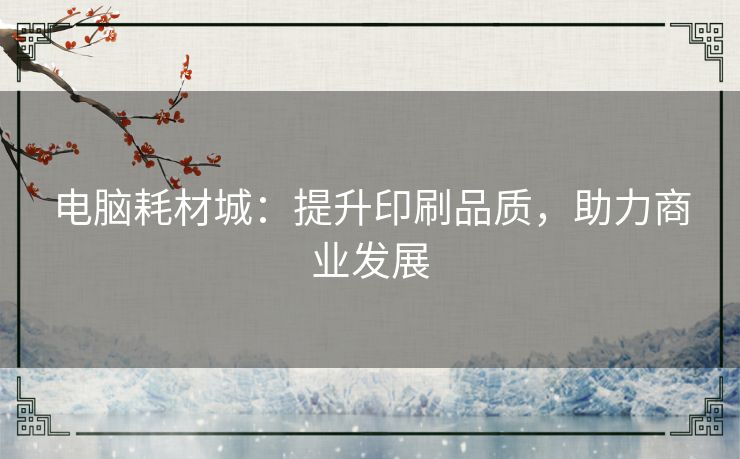 电脑耗材城：提升印刷品质，助力商业发展