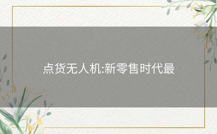 点货无人机:新零售时代最