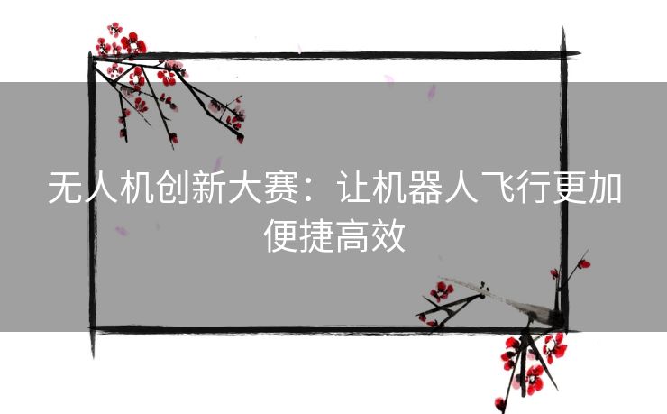 无人机创新大赛：让机器人飞行更加便捷高效