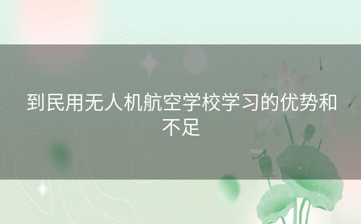 到民用无人机航空学校学习的优势和不足