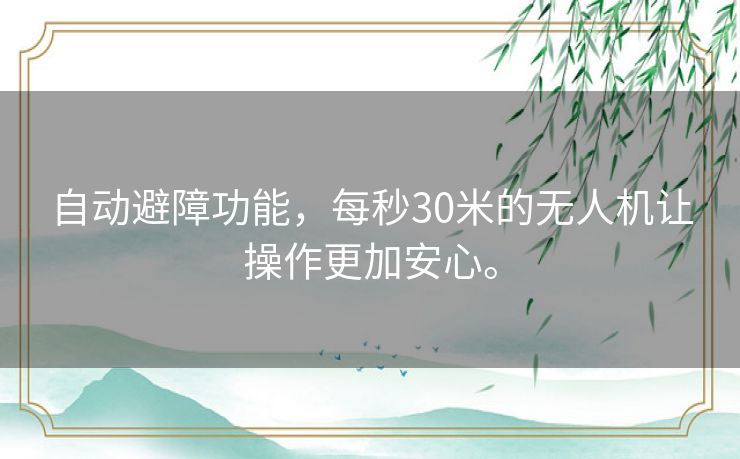 自动避障功能，每秒30米的无人机让操作更加安心。