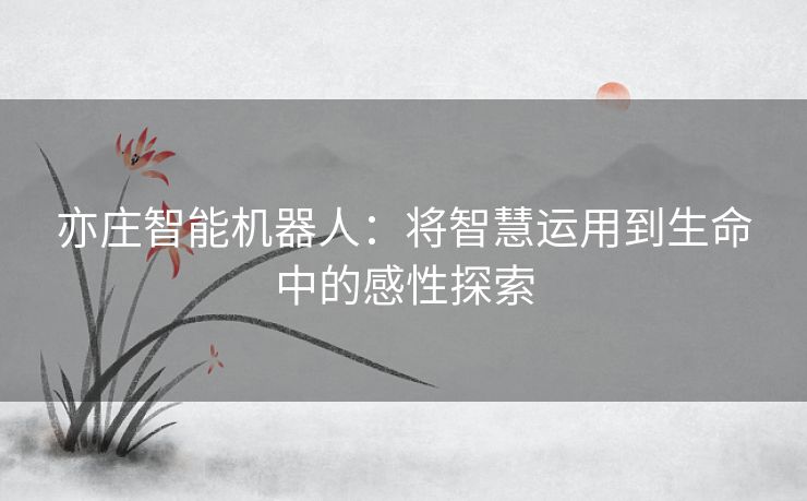 亦庄智能机器人：将智慧运用到生命中的感性探索