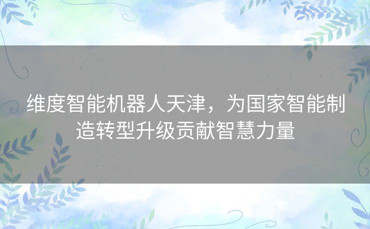 维度智能机器人天津，为国家智能制造转型升级贡献智慧力量