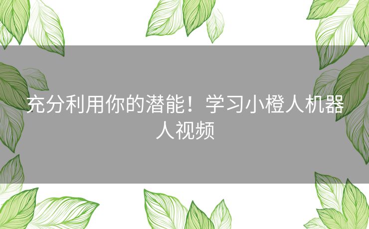充分利用你的潜能！学习小橙人机器人视频