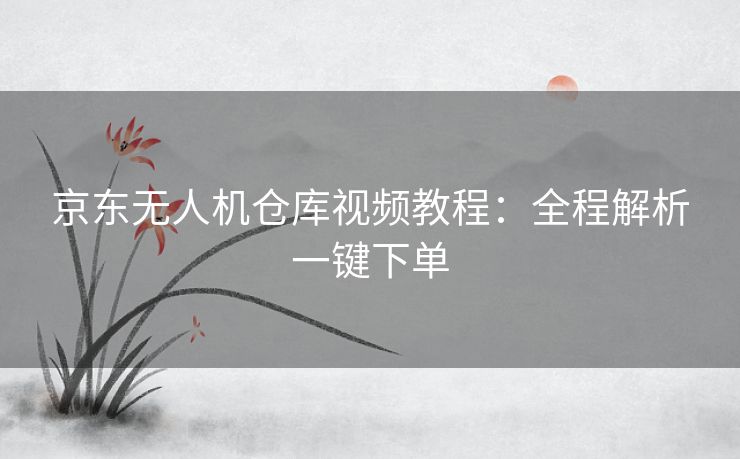 京东无人机仓库视频教程：全程解析一键下单