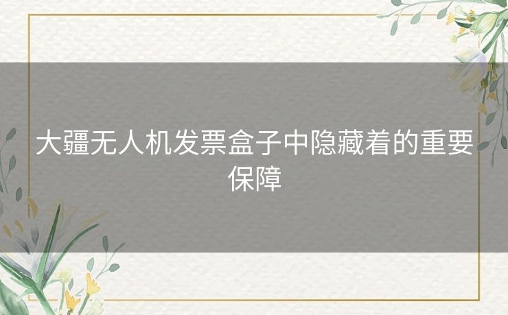 大疆无人机发票盒子中隐藏着的重要保障