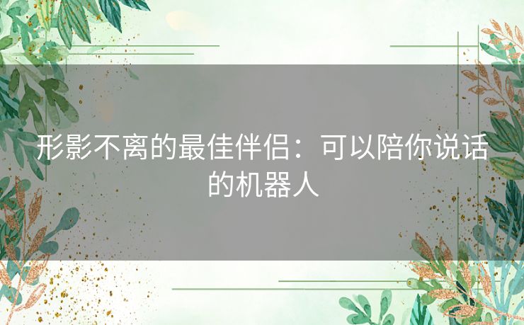 形影不离的最佳伴侣：可以陪你说话的机器人