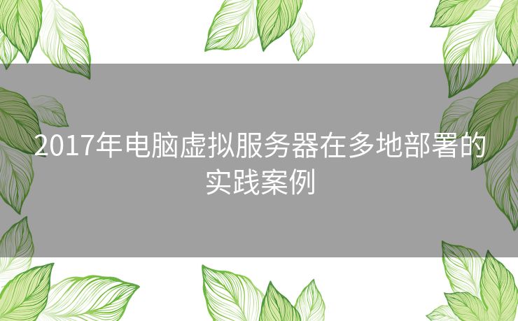 2017年电脑虚拟服务器在多地部署的实践案例
