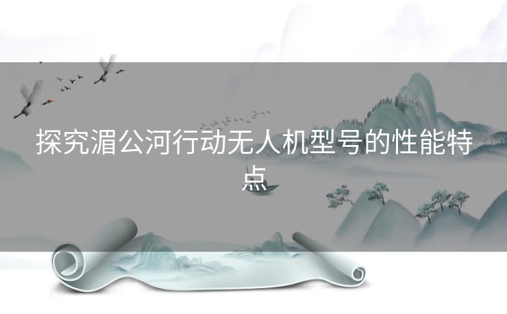 探究湄公河行动无人机型号的性能特点