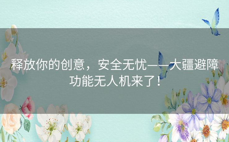 释放你的创意，安全无忧——大疆避障功能无人机来了！