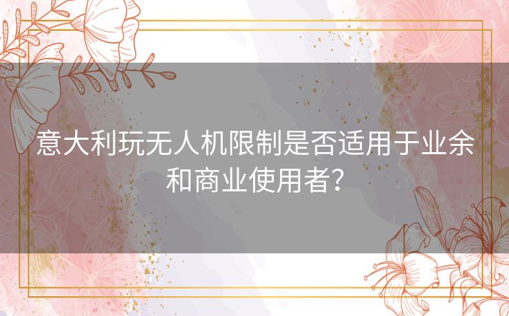 意大利玩无人机限制是否适用于业余和商业使用者？
