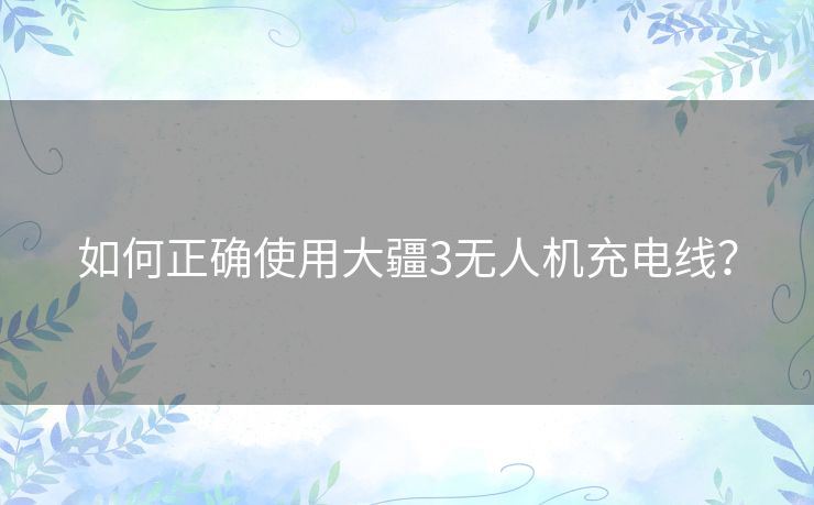 如何正确使用大疆3无人机充电线？