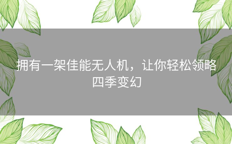拥有一架佳能无人机，让你轻松领略四季变幻